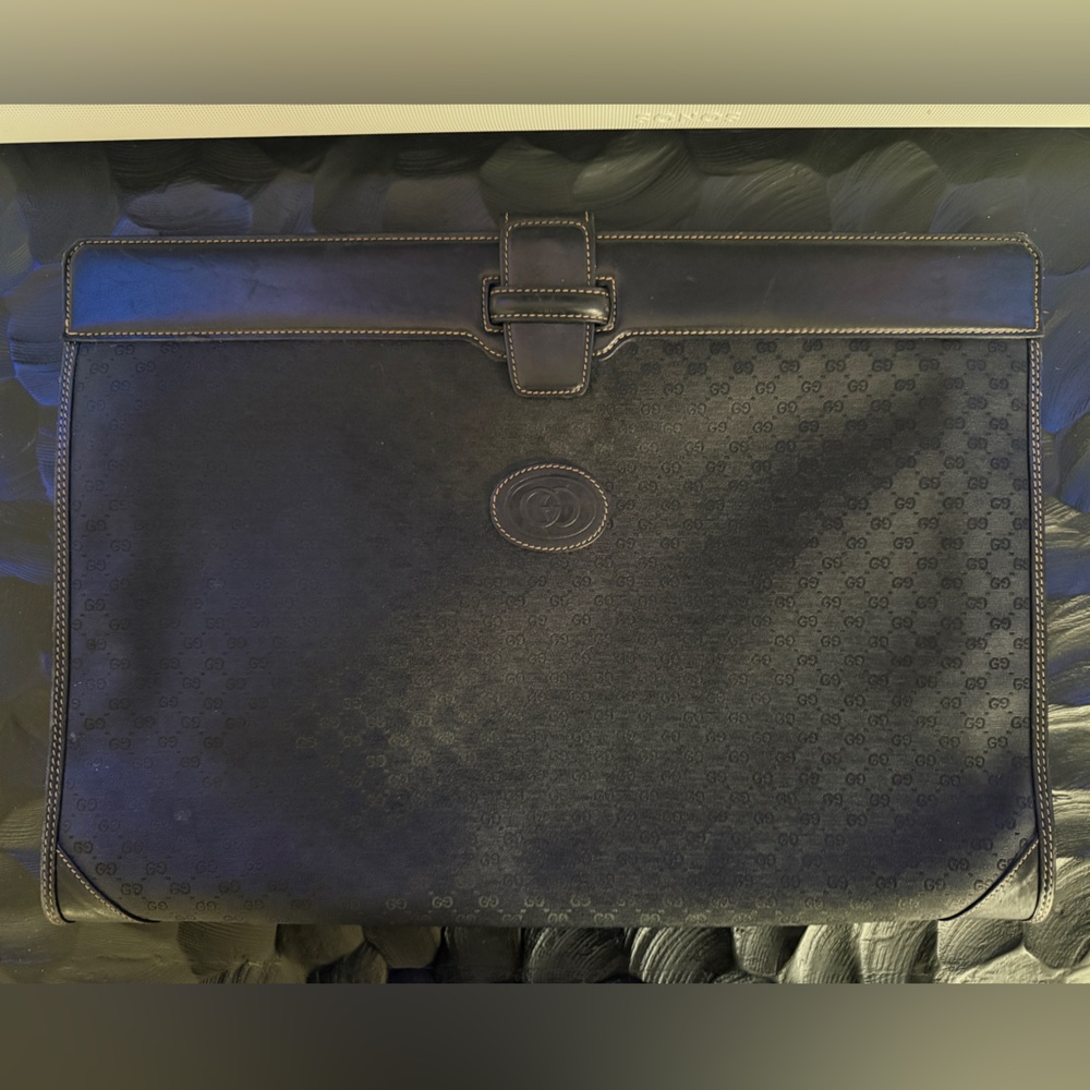 Vintage Gucci Black Monogram Portfolio Bag